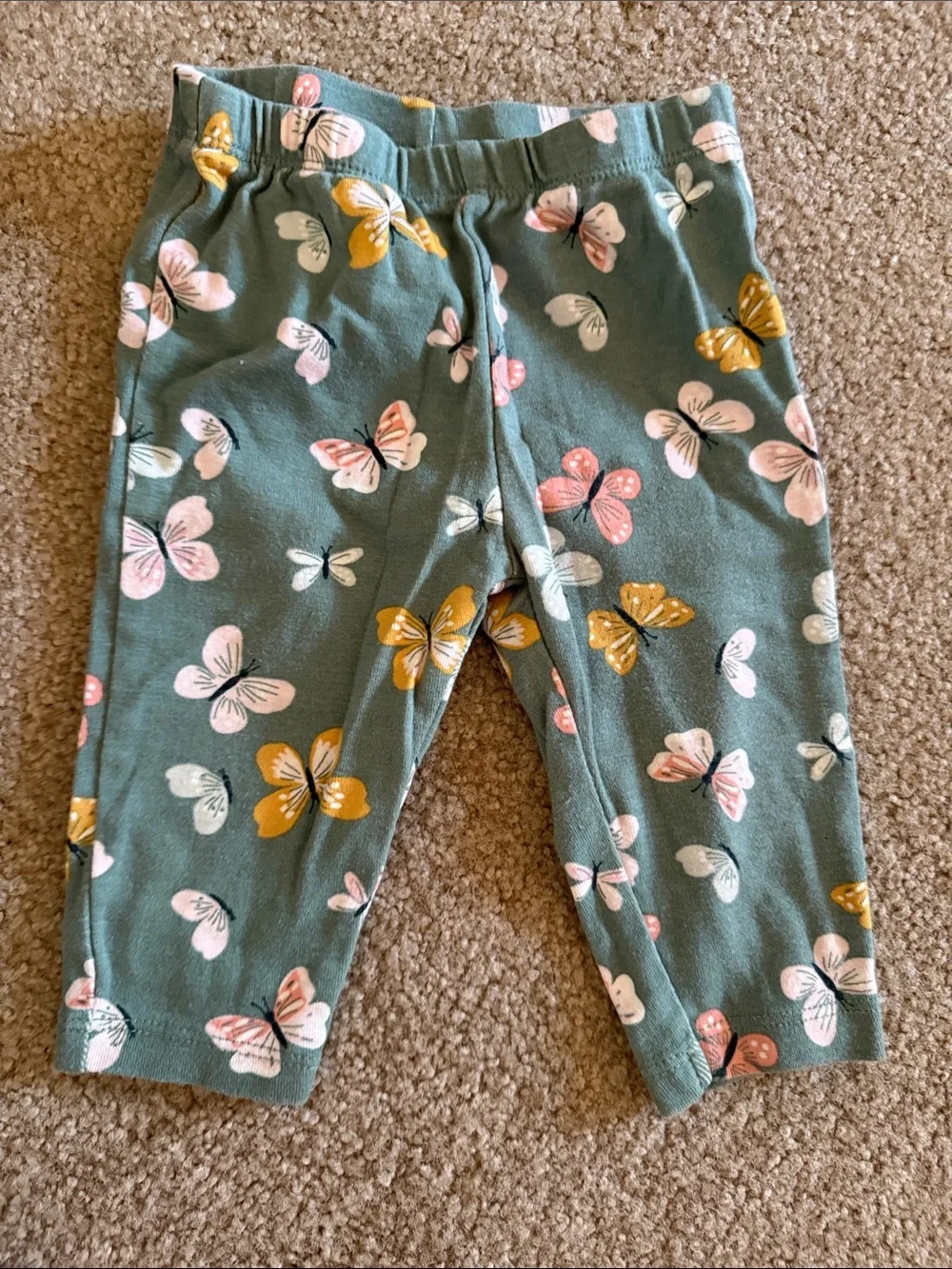 Carter's Teal Leggings with Pink and Gold Butterfly Print